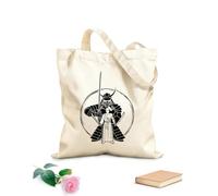 AILOONG Borse a mano in poliestere e cotone Samurai giapponese con spade guerriero combattente Tessuto spesso 12 once Utilizzabile come trousse per il trucco 35x40cm Grande