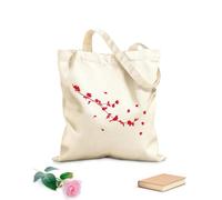 AILOONG Borse a mano in poliestere e cotone Silhouette di un bellissimo uccello su un ramo di fiori Tessuto spesso 340g/m² Utilizzabile come trousse per il trucco