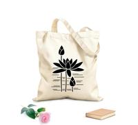 AILOONG Borse a mano in poliestere e cotone Tessuto spesso 12 once Casa dei fiori di loto e ninfea Utilizzabile come trousse per il trucco 31x36cm Media