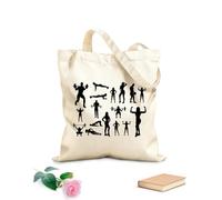 AILOONG Borse a mano in poliestere e cotone Tessuto spesso 12 once Ginnastica Centro fitness Icone Sport Allenamento Persone Utilizzabile come trousse per il trucco 35x40cm Grande