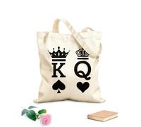 AILOONG Borse a mano in poliestere e cotone Tessuto spesso 12 once Sala da poker con carte da gioco King And Queen Crown Utilizzabile come trousse per il trucco 35x40cm Grande