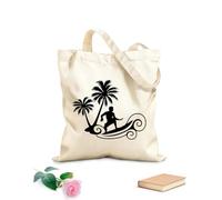 AILOONG Borse a mano in poliestere e cotone Tessuto spesso 12 once Surf sulle onde, sport estremi in spiaggia, palme Utilizzabile come trousse per il trucco 31x36cm Media