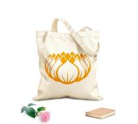 AILOONG Borse a mano in poliestere e cotone Tessuto spesso 340g/m² Meditazione della ragazza floreale del fiore di loto Utilizzabile come trousse per il trucco