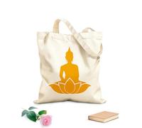 AILOONG Borse a mano in poliestere e cotone Tessuto spesso 340g/m² Meditazione Mantra nello studio yoga della posizione del loto del fiore del Buddha Utilizzabile come trousse per il trucco