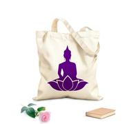 AILOONG Borse a mano in poliestere e cotone Tessuto spesso 340g/m² Meditazione Mantra nello studio yoga della posizione del loto del fiore del Buddha Utilizzabile come trousse per il trucco