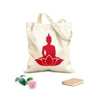 AILOONG Borse a mano in poliestere e cotone Tessuto spesso 340g/m² Meditazione Mantra nello studio yoga della posizione del loto del fiore del Buddha Utilizzabile come trousse per il trucco