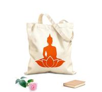 AILOONG Borse a mano in poliestere e cotone Tessuto spesso 340g/m² Meditazione Mantra nello studio yoga della posizione del loto del fiore del Buddha Utilizzabile come trousse per il trucco