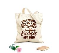 AILOONG Borse a mano in poliestere e cotone Tessuto spesso 340g/m² Puoi avere risultati o scuse, non entrambi. Motivazione Lettering Parole Ginnastica Utilizzabile come trousse per il trucco