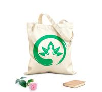 AILOONG Borse a mano in poliestere e cotone Tessuto spesso 340g/m² Simbolo del cerchio Enso Yoga Meditazione Fiore di Loto Utilizzabile come trousse per il trucco