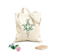 AILOONG Borse a mano in poliestere e cotone Tessuto spesso 340g/m² Teschio Scheletro Spada Edera Velenosa Fiore Mostro Utilizzabile come trousse per il trucco