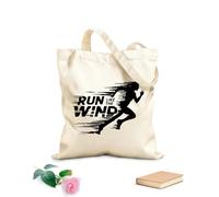 AILOONG Borse a tracolla in tela di cotone Corri come il vento Tessuto spesso 12 once Utilizzabile come borsa porta attrezzi 31x36cm Media