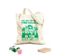 AILOONG Borse a tracolla in tela di cotone Fuggi dal rumore, trova conforto in montagna Tessuto spesso 340g/m² Utilizzabile come borsa porta attrezzi