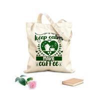 AILOONG Borse a tracolla in tela di cotone Mantieni la calma e prepara un caffè Tessuto spesso 340g/m² Utilizzabile come borsa porta attrezzi