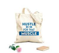 AILOONG Borse a tracolla in tela di cotone Sforzati di ottenere quel muscolo su sfondo bianco Tessuto spesso 340g/m² Utilizzabile come borsa porta attrezzi