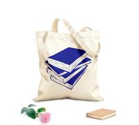 AILOONG Borse da donna in calicò Bambini della scuola con una pila di libri nell'angolo lettura della biblioteca Tessuto spesso 340g/m² Pieghevole