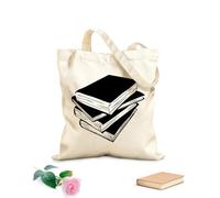 AILOONG Borse da donna in calicò Bambini della scuola con una pila di libri nell'angolo lettura della biblioteca Tessuto spesso 12 once Pieghevole 25x30cm Piccola