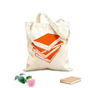 AILOONG Borse da donna in calicò Bambini della scuola con una pila di libri nell'angolo lettura della biblioteca Tessuto spesso 340g/m² Pieghevole