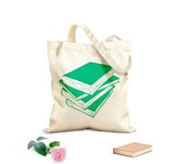 AILOONG Borse da donna in calicò Bambini della scuola con una pila di libri nell'angolo lettura della biblioteca Tessuto spesso 340g/m² Pieghevole