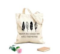 AILOONG Borse da donna in calicò Chiesa cristiana sotto le sue ali Scritture e religione Tessuto spesso 12 once Pieghevole 25x30cm Piccola