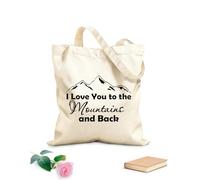 AILOONG Borse da donna in calicò Con Mountain Design ti amo per le montagne e le montagne perfette Tessuto spesso 12 once Pieghevole 35x40cm Grande