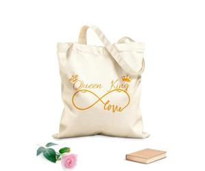 AILOONG Borse da donna in calicò Coppia d'amore infinito, matrimonio del re e della regina, gentile coppia d'amore della regina Tessuto spesso 340g/m² Pieghevole