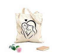 AILOONG Borse da donna in calicò L'amore della madre per il suo bambino Tessuto spesso 12 once Pieghevole 35x40cm Grande