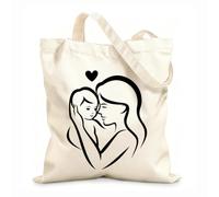 AILOONG Borse da donna in calicò L'amore della madre per il suo bambino Tessuto spesso 12 once Pieghevole 25x30cm Piccola