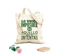 AILOONG Borse da donna in calicò Lettere spagnole Provalo Citazione motivazionale Niente è impossibile Tessuto spesso 340g/m² Pieghevole