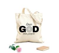 AILOONG Borse da donna in tela di cotone Ama Dio e ama le persone Tessuto spesso 12 once Materiale delicato sulla pelle 35x40cm Grande