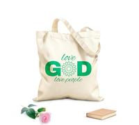 AILOONG Borse da donna in tela di cotone Ama Dio e ama le persone Tessuto spesso 340g/m² Materiale delicato sulla pelle