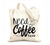 AILOONG Borse da donna in tela di cotone ho bisogno di un caffè adesso tipografico Tessuto spesso 12 once Materiale delicato sulla pelle 25x30cm Piccola