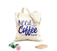 AILOONG Borse da donna in tela di cotone ho bisogno di un caffè adesso tipografico Tessuto spesso 340g/m² Materiale delicato sulla pelle