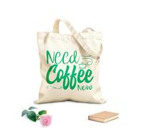 AILOONG Borse da donna in tela di cotone ho bisogno di un caffè adesso tipografico Tessuto spesso 340g/m² Materiale delicato sulla pelle