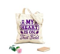 AILOONG Borse da donna in tela di cotone il mio cuore è su quel campo Tessuto spesso 340g/m² Materiale delicato sulla pelle