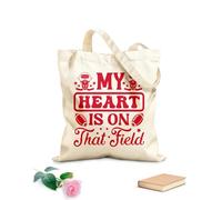 AILOONG Borse da donna in tela di cotone il mio cuore è su quel campo Tessuto spesso 340g/m² Materiale delicato sulla pelle