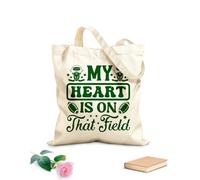 AILOONG Borse da donna in tela di cotone il mio cuore è su quel campo Tessuto spesso 340g/m² Materiale delicato sulla pelle