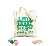 AILOONG Borse da donna in tela di cotone il mio cuore è su quel campo Tessuto spesso 340g/m² Materiale delicato sulla pelle