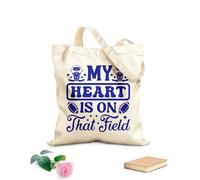 AILOONG Borse da donna in tela di cotone il mio cuore è su quel campo Tessuto spesso 340g/m² Materiale delicato sulla pelle