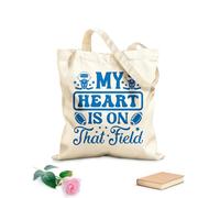 AILOONG Borse da donna in tela di cotone il mio cuore è su quel campo Tessuto spesso 340g/m² Materiale delicato sulla pelle