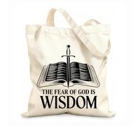 AILOONG Borse da donna in tela di cotone il timore di Dio è un disegno di saggezza Tessuto spesso 12 once Materiale delicato sulla pelle 31x36cm Media