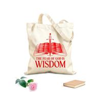 AILOONG Borse da donna in tela di cotone il timore di Dio è un disegno di saggezza Tessuto spesso 340g/m² Materiale delicato sulla pelle