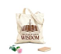 AILOONG Borse da donna in tela di cotone il timore di Dio è un disegno di saggezza Tessuto spesso 340g/m² Materiale delicato sulla pelle