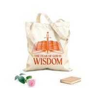 AILOONG Borse da donna in tela di cotone il timore di Dio è un disegno di saggezza Tessuto spesso 340g/m² Materiale delicato sulla pelle