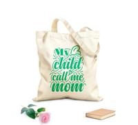 AILOONG Borse da donna in tela di cotone mio figlio mi chiama mamma citazione tipografica Tessuto spesso 340g/m² Materiale delicato sulla pelle