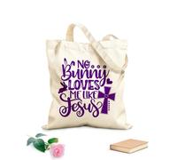 AILOONG Borse da donna in tela di cotone Nessun coniglio mi ama come Gesù primavera pasqua tulipani fiori buona pasqua Tessuto spesso 340g/m² Materiale delicato sulla pelle