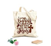 AILOONG Borse da donna in tela di cotone Nessun coniglio mi ama come Gesù primavera pasqua tulipani fiori buona pasqua Tessuto spesso 340g/m² Materiale delicato sulla pelle