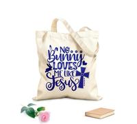 AILOONG Borse da donna in tela di cotone Nessun coniglio mi ama come Gesù primavera pasqua tulipani fiori buona pasqua Tessuto spesso 340g/m² Materiale delicato sulla pelle