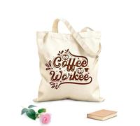 AILOONG Borse da donna in tela di cotone niente caffè niente lavoro amante del caffè design Tessuto spesso 340g/m² Materiale delicato sulla pelle