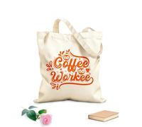 AILOONG Borse da donna in tela di cotone niente caffè niente lavoro amante del caffè design Tessuto spesso 340g/m² Materiale delicato sulla pelle