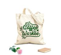 AILOONG Borse da donna in tela di cotone niente caffè niente lavoro amante del caffè design Tessuto spesso 340g/m² Materiale delicato sulla pelle